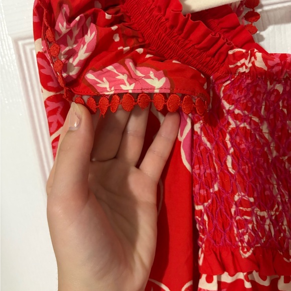 FARM Rio Vibrant Red Pink and White Dress - Picture 4 of 6